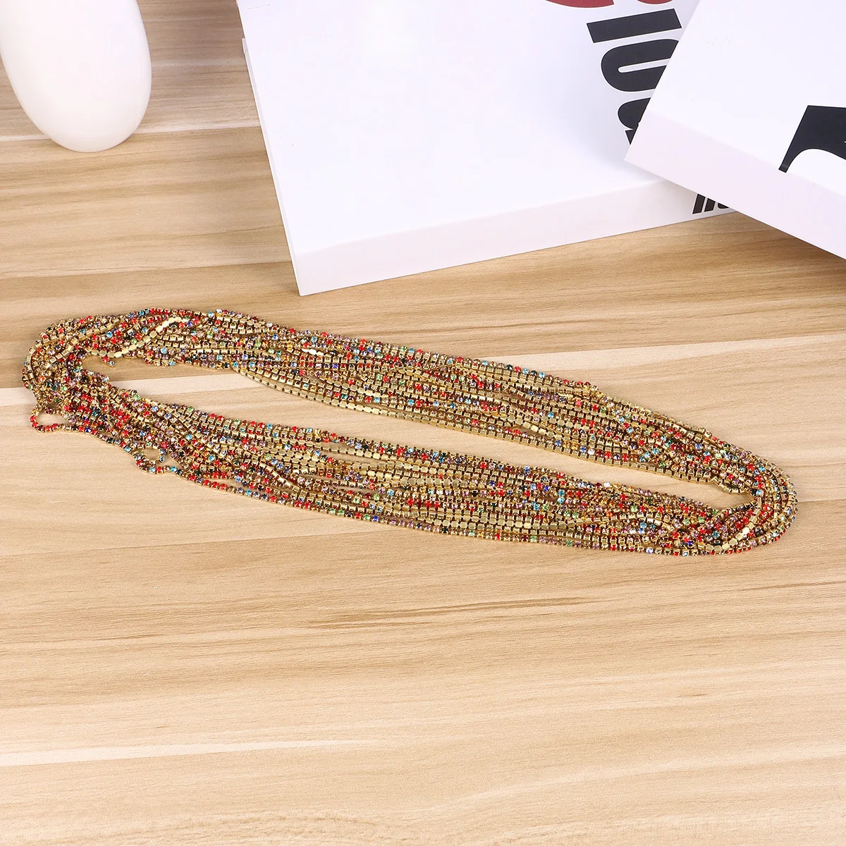 10 متر 3 مللي متر قاعدة ذهبية حجر الراين مخلب سلسلة سباركلي الزجاج تقليم لفستان الزفاف ديكور الملونة كريستال كرافت الخياطة التبعي