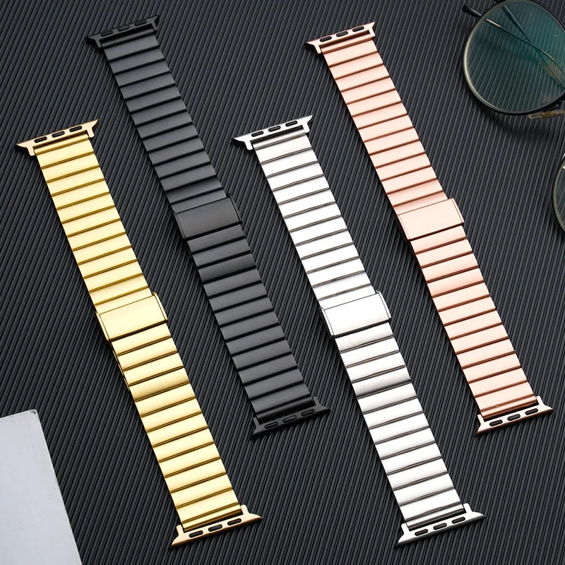 For Apple Watch Band Series 8 7 6 5 4 SE 3 2 1 Ultra 49mm 45mm 44mm 41mm 40mm 42 Business Stainless Steel Metal strap for iwatch