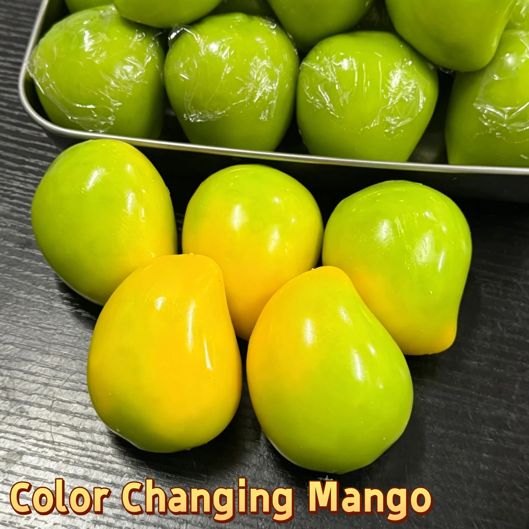 Handgefertigter Farbwechselnder Mango-Quetschball Handgemachtes Knuspriges ASMR Sensorisches Stressabbau-Ornament für Erwachsene Partygeschenk