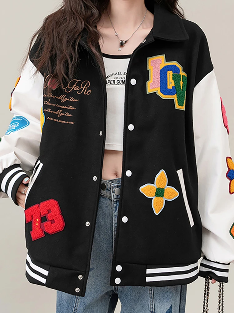 

HELIAR женское лоскутное пальто с принтом на молнии и пуговицах, кардиган, куртка с длинными рукавами, уличная одежда, свободное пальто, осень