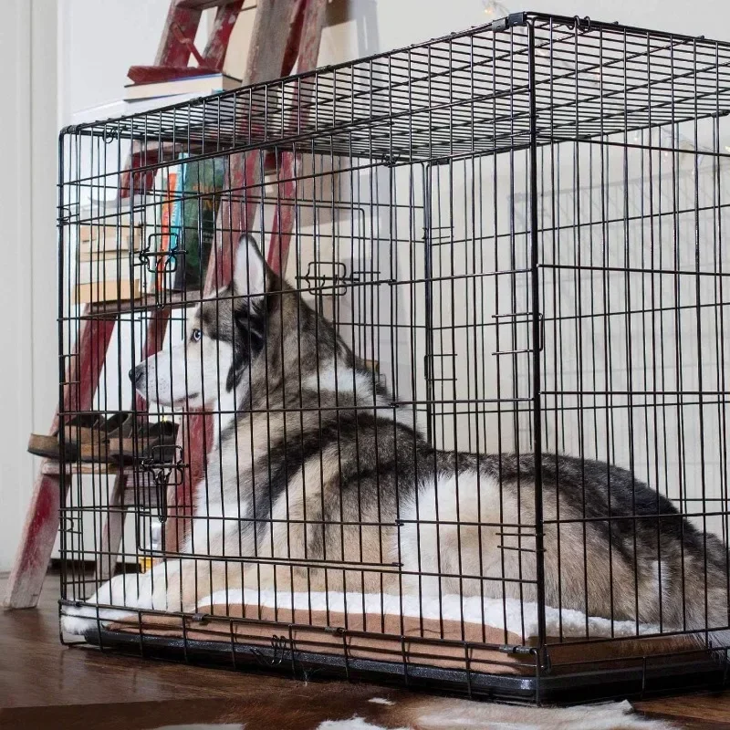

tt Dog Crates for Extra Large Dogs - XXL Dog Crate 48" Pet Cage Double-Door Best for Big Pets