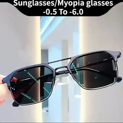 Half Frame Myopia Glasses -0.5 To -6.0  Men's Sunglasses Driving Glasses Outdoor UV Resistant Sunglasses Men's Myopia Glasses