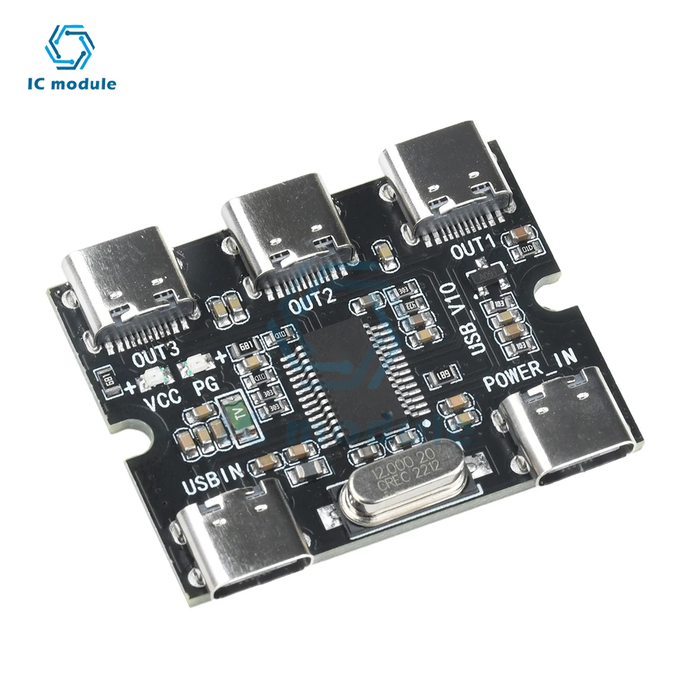 Type C USB Expansion Board Hub 1 In 3 Out Hub Usb Hud Expansion Module With Power Interface