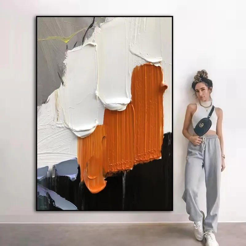 Pure hand-painted oil painting, entrance corridor aisle abstract decorative painting, modern living room background