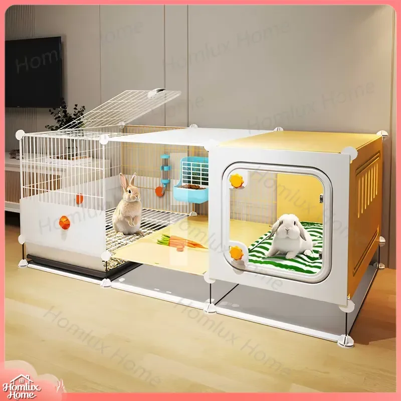 Large Guinea Pig Cage Dwarf Rabbit Hutch Solid Plastic Animal House Splash Proof Urine Tray Simple Pet Bedding Enclosure