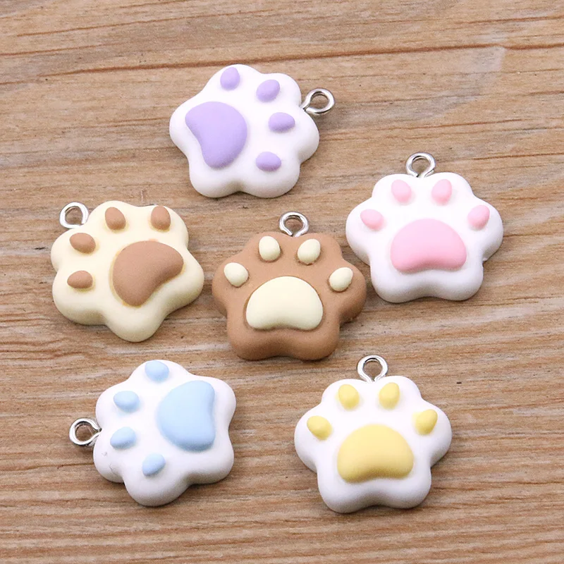 10PCS 20X22mm 7 Color Cat Claw Resin Charms DIY Cartoon Animal Earring Pet Choker Pendants Jewelry Accessory Make