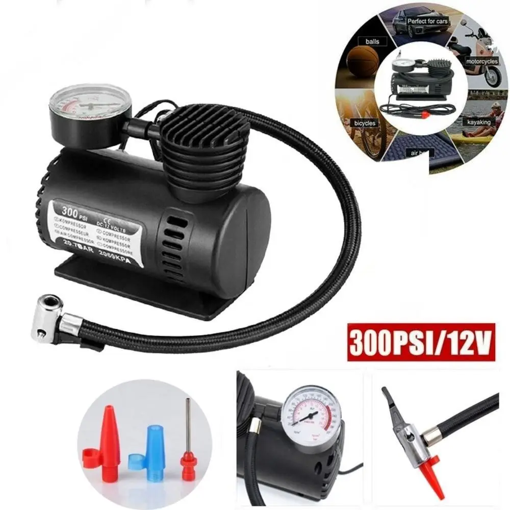 

with Mechanical Pressure Gauge Compressor Tire Inflator Motorcycle DC 12V Car Auto Tire Pump Portable Bicycles