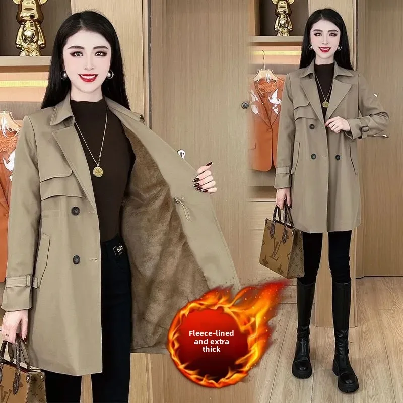 

Thiened Fce женское осенне-зимнее пальто Sli с застежкой на талии, длинное утягивающее теплое пальто Personali, большое пальто