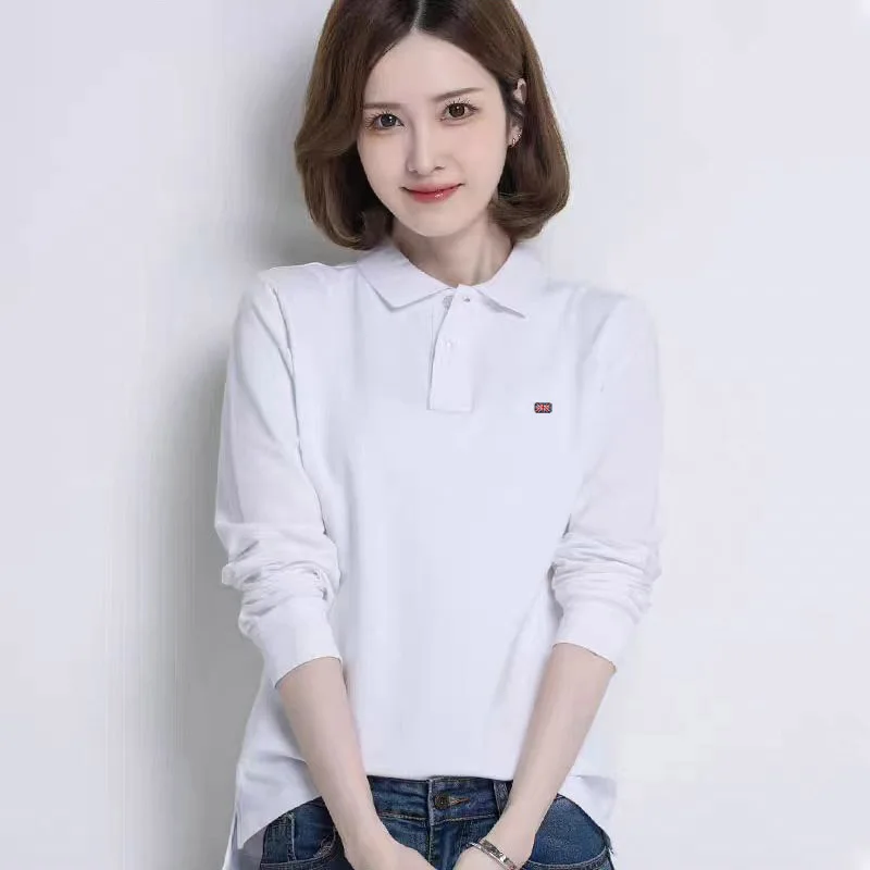 High Quality Spring Autumn New-Design Women Polo Shirts Long Sleeve Casual Cotton Ladies T-Shirt Fashion Fit Slim Female Tops