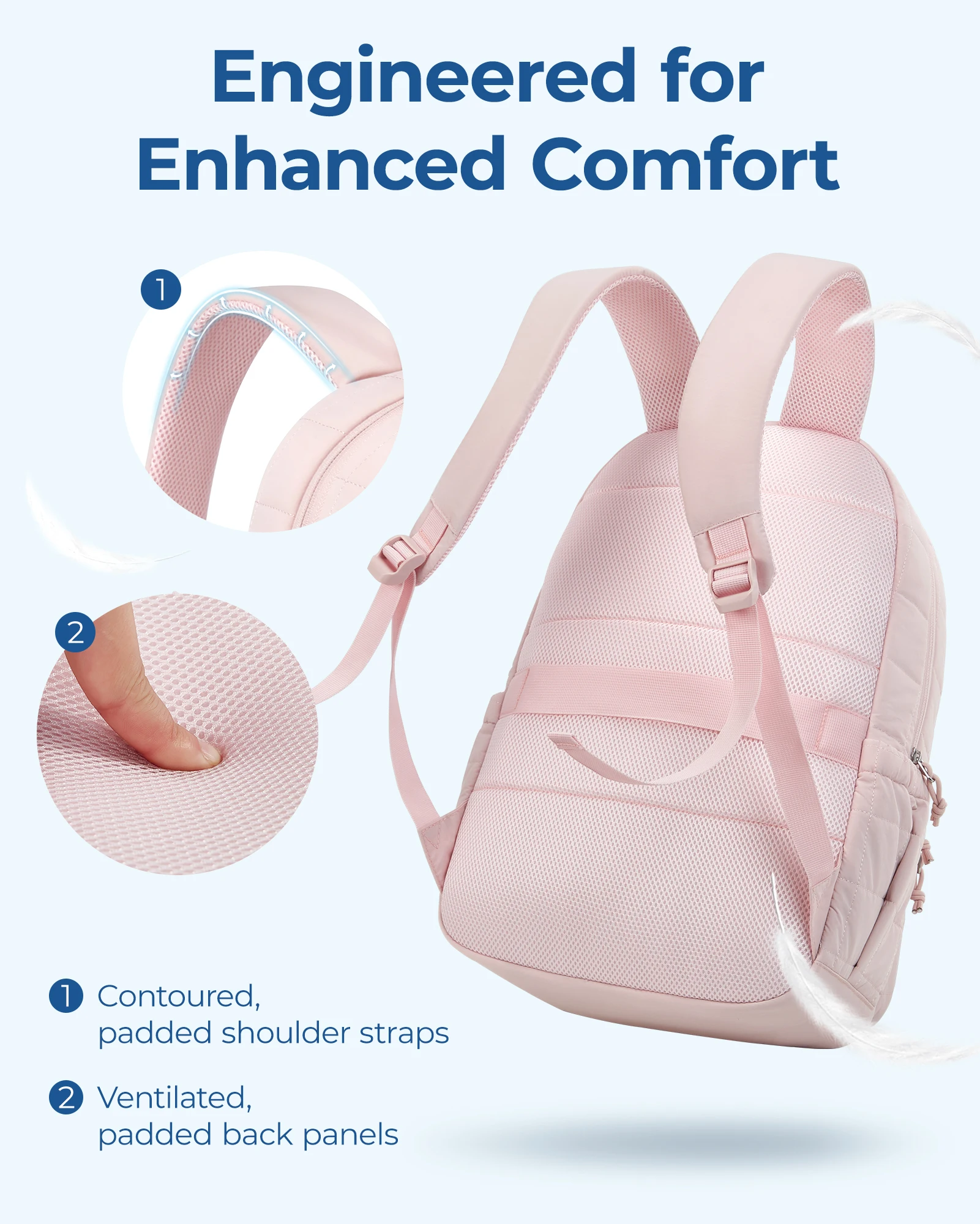 BAGSMART-Mochila Escolar de Alta Capacidade para Menina, Laptop Bag, Saco De Faculdade, Saco De Livro De Viagem Bonito, Moda Feminina, 15.6\