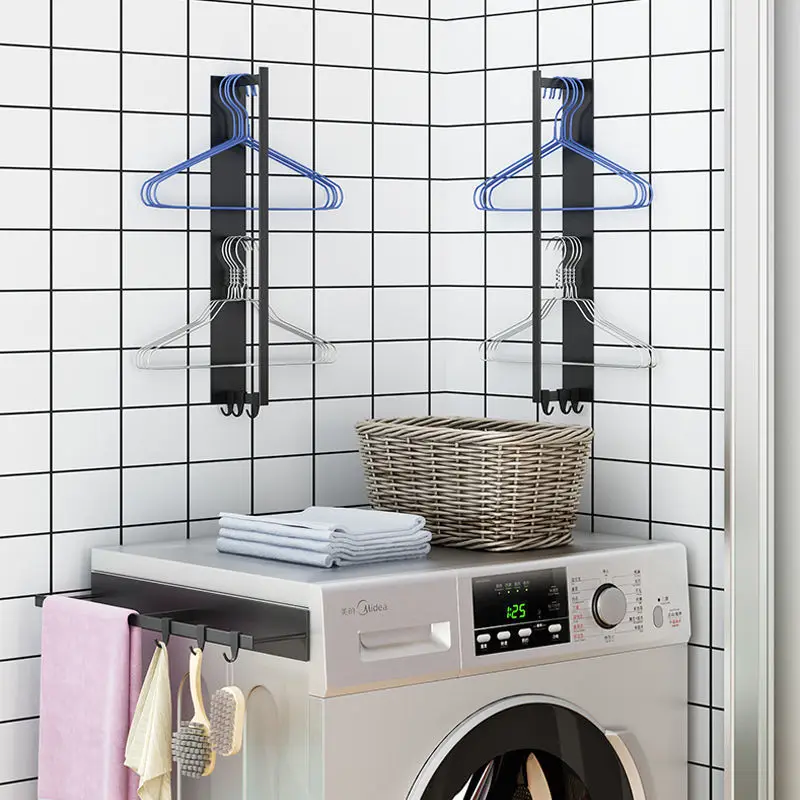 Magnetic Hook Hanger Storage Balcony Washing Machine Wall-mounted Punching-free Clothes Hanger Multi-functional Storage Rack NEW