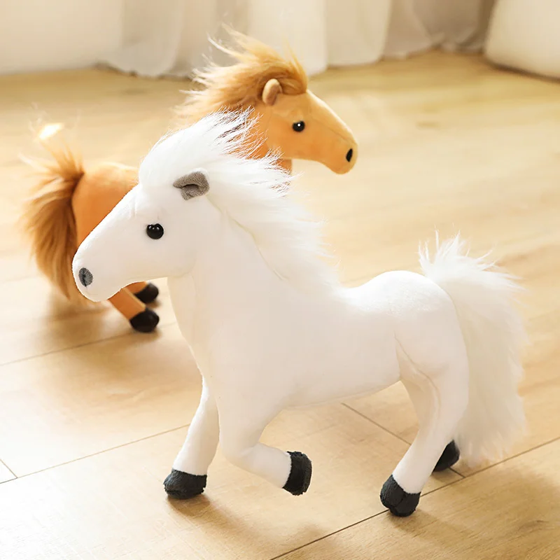 30cm lifelike Horse Stuffed Dolls Simulation Horse Plush Toys Soft Pony Plushie Animal Model Birthday Gifts Home Decoration