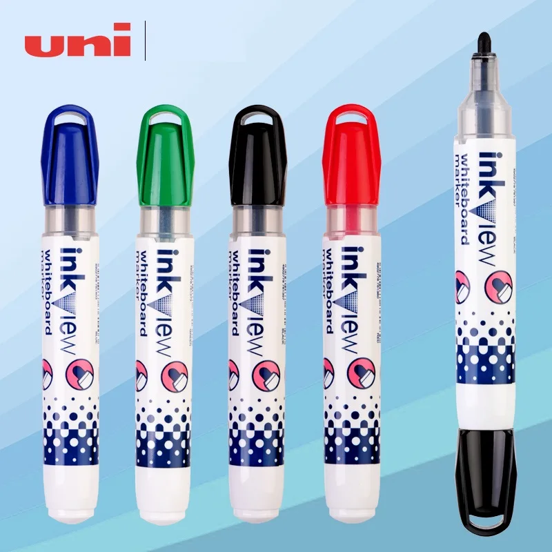 uni PWB-202 Whiteboard Pen 1.8-2.2MM Round Fiber Pen Head Tip Erasable Large Capacity Marker Pen Teacher School Supplies