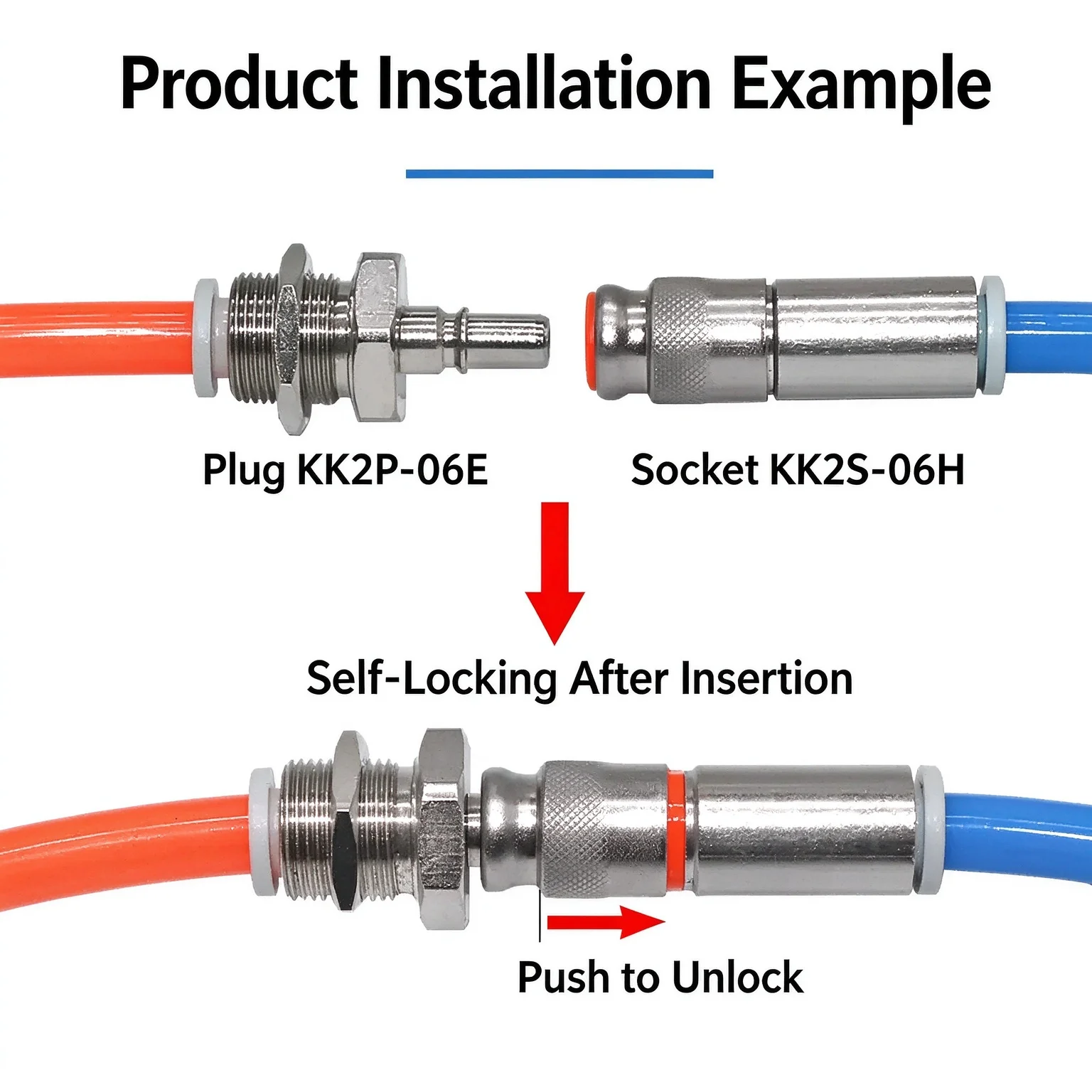 KK2P KK2S Pipe Size 04 06 Air Compressor Fitting G1/4 G3/8 for Industri C-Type Self-Locking Pneumatic Quick Coupling Male Female
