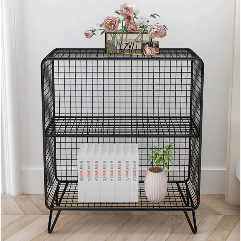  Deal Simple Bedside Multi-layer Storage Bookshelf Floor Low Bookcase Bedroom Living Room Bay Window Light Luxury Grid Iron Rack