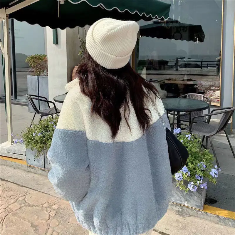 Lamb Fleece Jacket for Women's Autumn and Winter Clothing 2025 New Style for Middle and High School Students Korean Version Loos