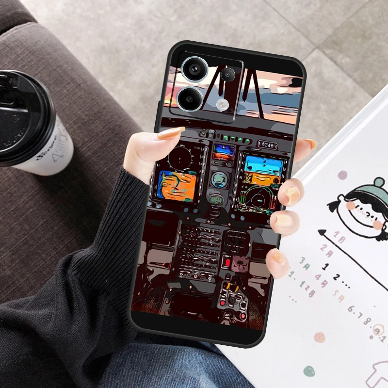 Aviation Helicopter Cockpit Instrument Cover For Xiaomi Redmi Note 14 Pro 9 10 11 12 13 Pro 12S Case For Redmi 14C 12C 10C 13C