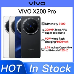 New Original VIVO X200 Pro Tiangui 9400 V2405A 6.78’ AMOLED 2800×1260 HDR 120Hz 32MP+50MP*2+200MP 6000mAh 90W Type-C