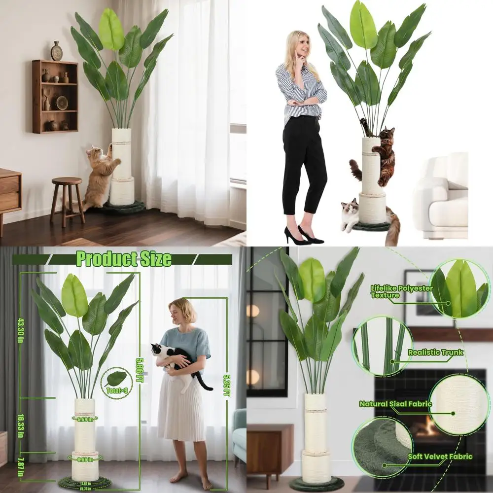 

70 Tall Indoor Cat Tree with Sisal Rope and Artificial Plants for Adult Cats
