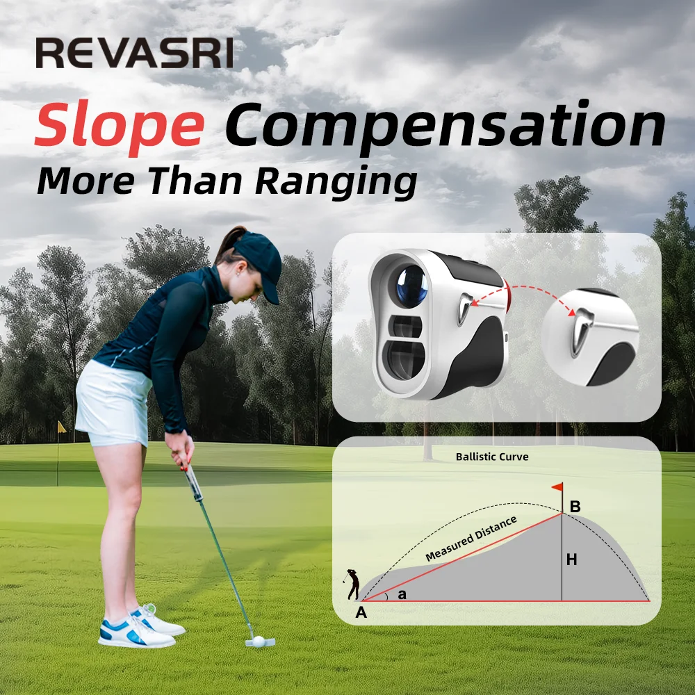 REVASRI New 1000Yards Golf Rangefinder with Slope Switch for Golf Tournament Legal Flagpole Lock with Pulse Vibration Fast Focus