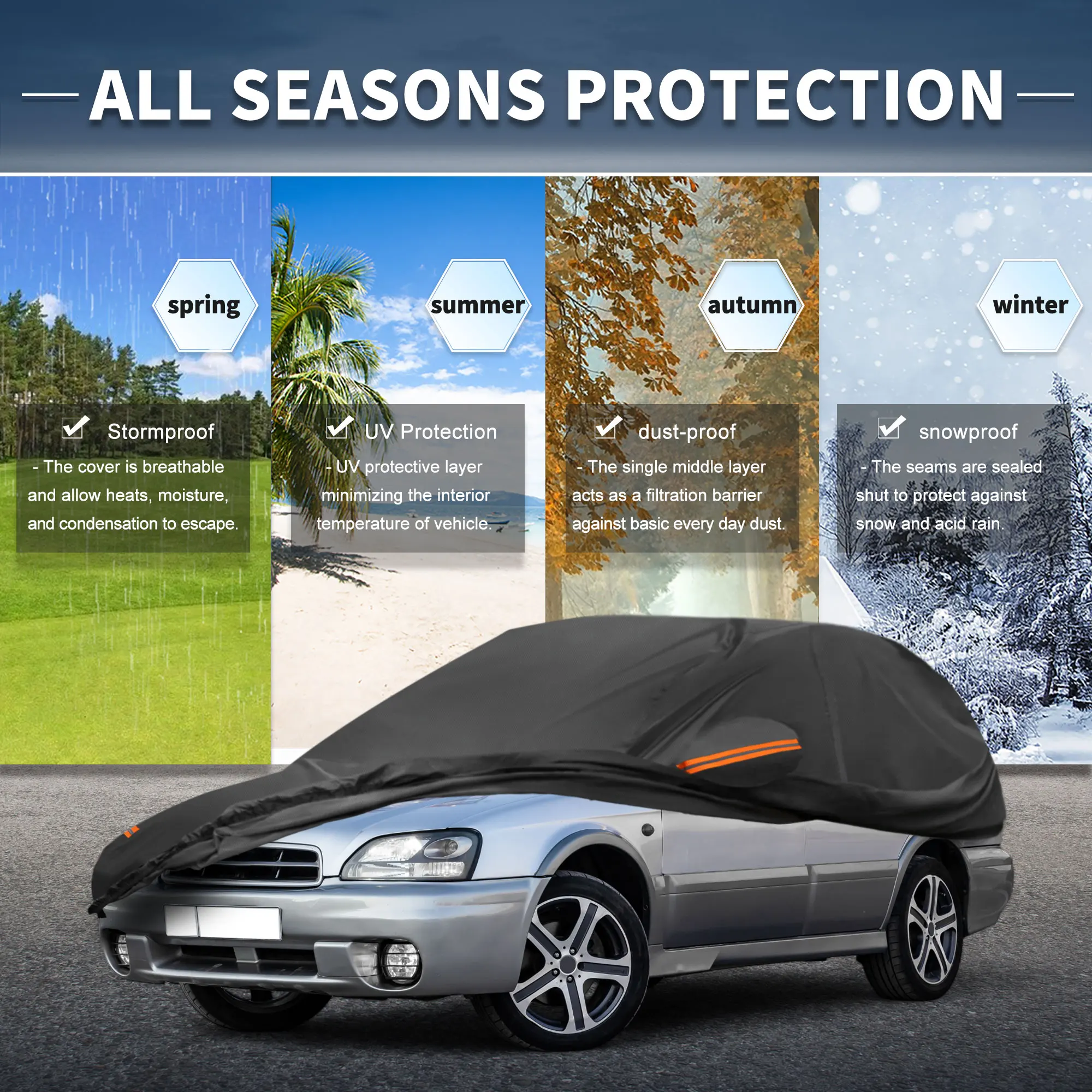 

Uxcell Car Cover W/ Left Side Door Zipper Aluminum Film for Subaru Legacy Wagon