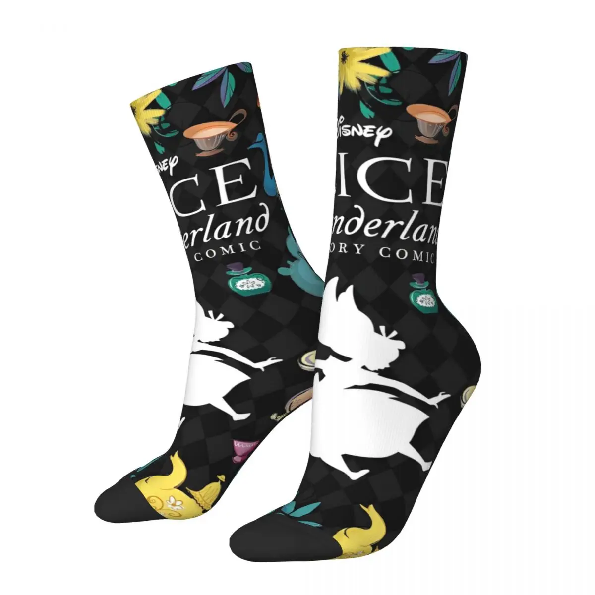 Alice's Adventures In Wonderland Stockings Men Socks High Quality Funny Socks Winter Running Anti-Slip Graphic Socks Gift Idea