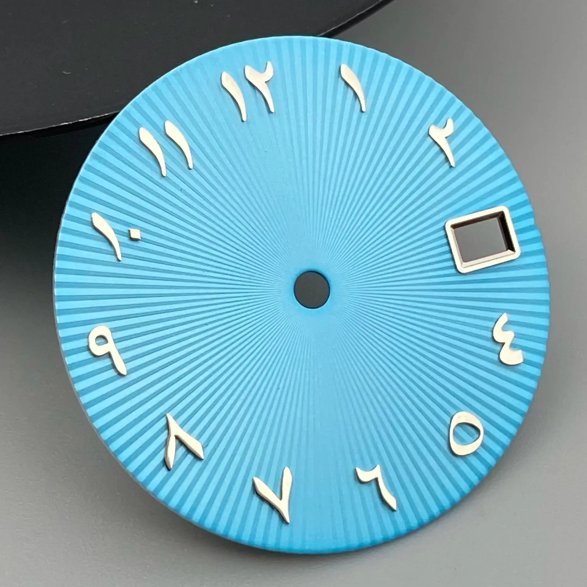 28,5mm Einzel-Datumsanzeige Zifferblatt ohne Logo mit arabischen Ziffern, passend für NH35 NH36 Uhrwerke, Uhrenzubehör, Uhrenreparaturwerkzeug für Seiko Mod Zifferblatt – Detail 10