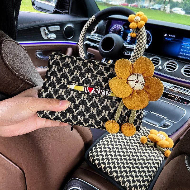 New Fashionable Car Mounted Tissue Box with Crane Interior Armrest Box Sunshade Box Cartoon Cute and Creative Tissue Box