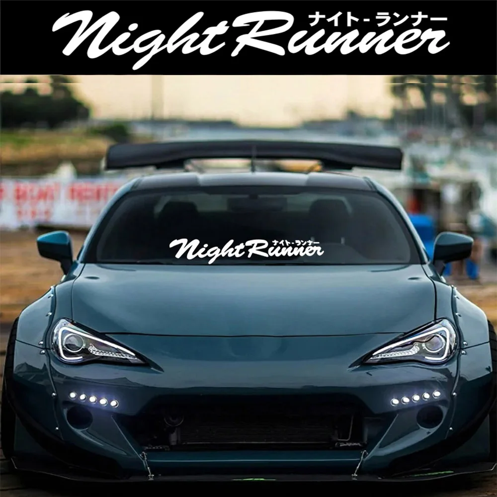 Warning Japanese JDM Racing Sticker Night Runner Front Windshield Waterproof Car Sticker Safety Decals