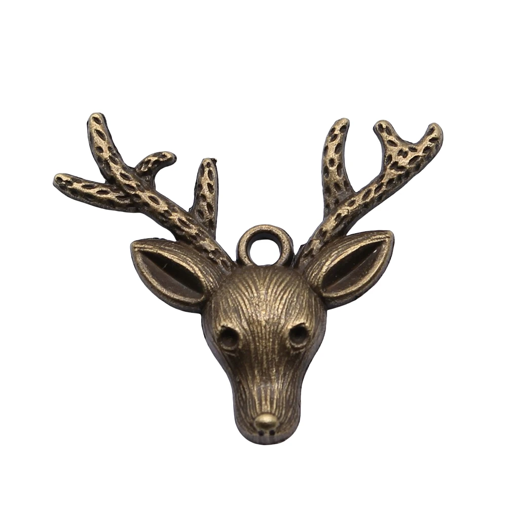 WYSIWYG 5pcs 31x36mm Pendant Reindeer Deer Christmas Charm Pendants For Jewelry Making Antique Silver Color