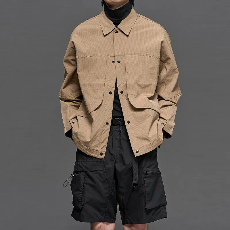 High Quality Japanese-Style Retro Men's Autumn Workwear Lapel Multi-Pocket Loose Shirt Jacket Casual Jacket