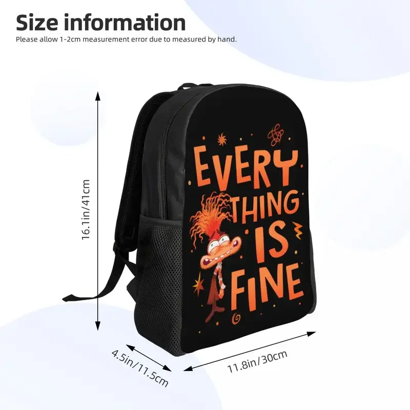 Customized Inside Out Anxiety This Is Fine Backpack Women Men Fashion Bookbag for School College Bags