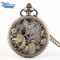 Disney Frozen Snowman Olaf Cosplay Metal Quartz Pocket Watch Men Vintage Necklace Kawaii Watches Bronze Clock Kids Toy Gift