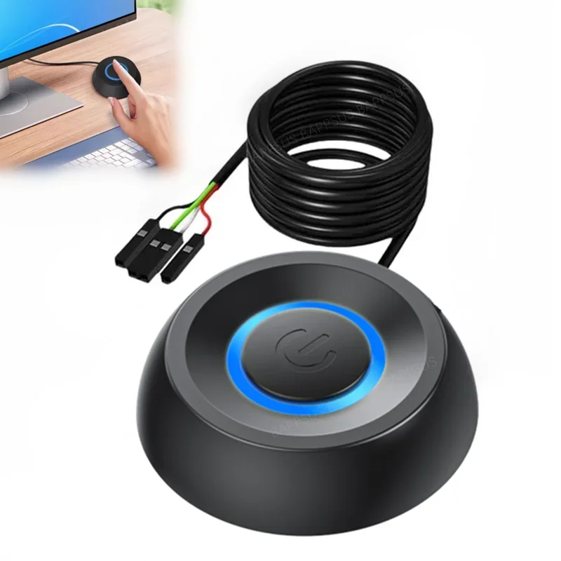 

PC Computer Desktop Switch 1.8M LED Lights PC Motherboard External Start Power On/Of Button Extension Cable for Home Office 2024