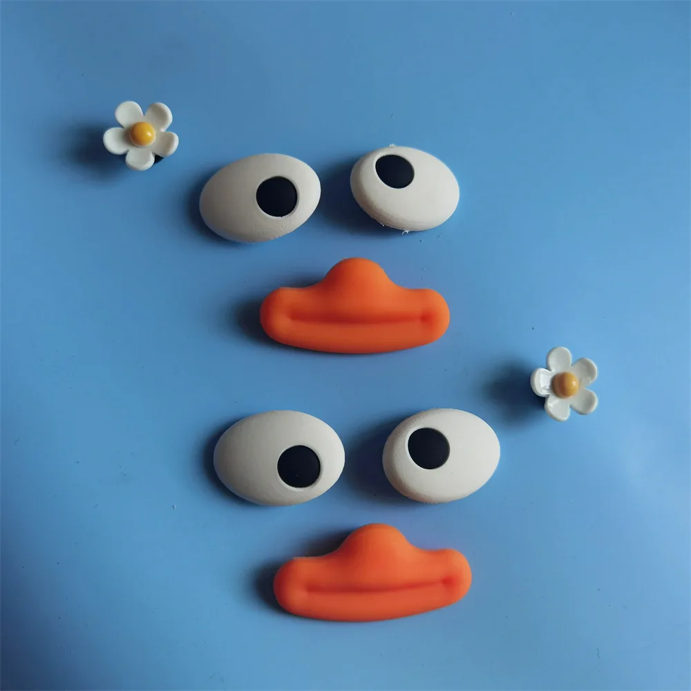 Clog Shoe Charms Cartoon Big Eye Mouth Nose Emoji Detachable Decoration Ugly Cute Garden Sandals PVC Multicolor Lightweight
