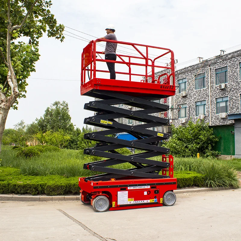 Self-propelled scissor hydraulic lift platform 12 meters electric climbing maintenance truck, self-propelled scissor lift