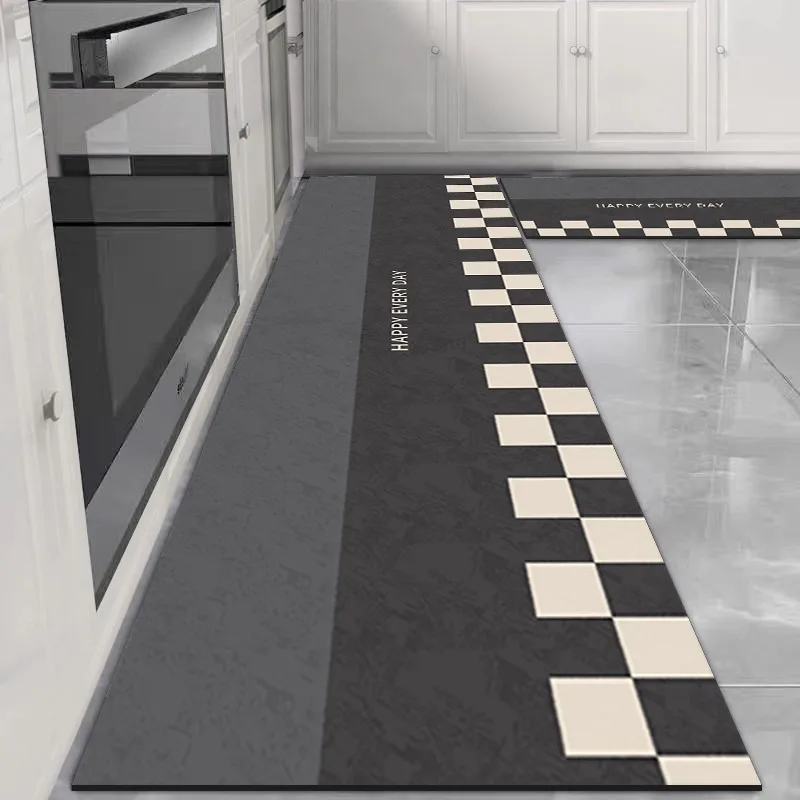 Carpet for Kitchen PVC Leather Floor Mat Chess Board Pattern Oil-resistant Dirt Resistant Foot Mats Anti-slip Easy Clean Rug 러그