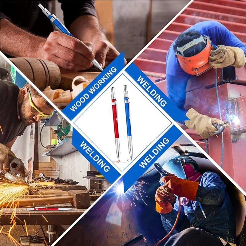 ปากกาบัดกรี2หัวพร้อม48หัวสำหรับงานเชื่อมโลหะดินสอเชิงกลสำหรับโครงสร้างงานเชื่อมท่อ