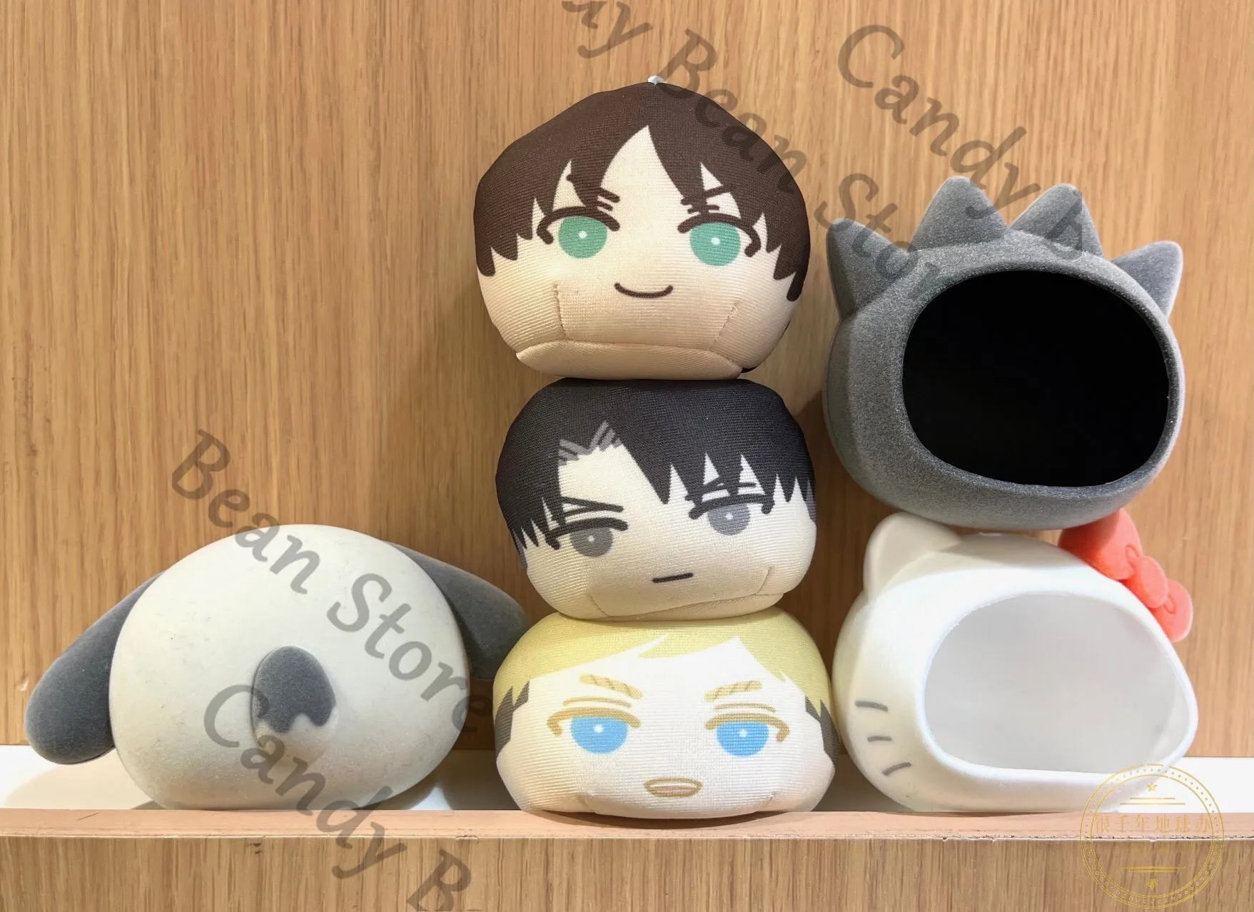 

Genuine Anime Attack on Titan Eren Jaeger Levi Ackerman Cosplay Fluffy Dumpling Pendant Cartoon Maumet Keychain Removable Condom