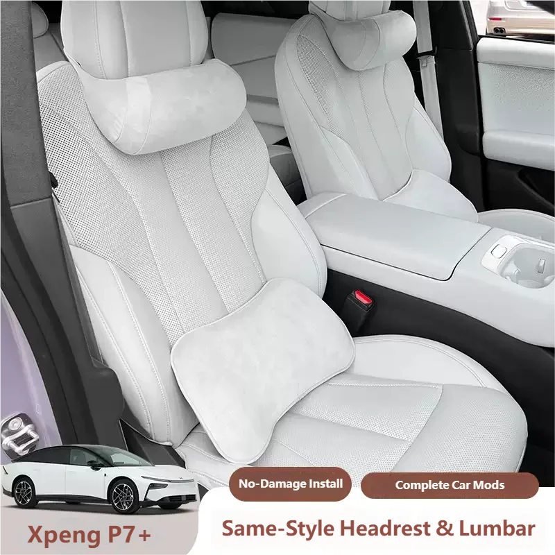 

For XPENG P7+ 2026 2027 Car Seat Cushion Set-Ergonomic Headrest Neck Pillow Lumbar Support Memory Foam Car Interior Accessories
