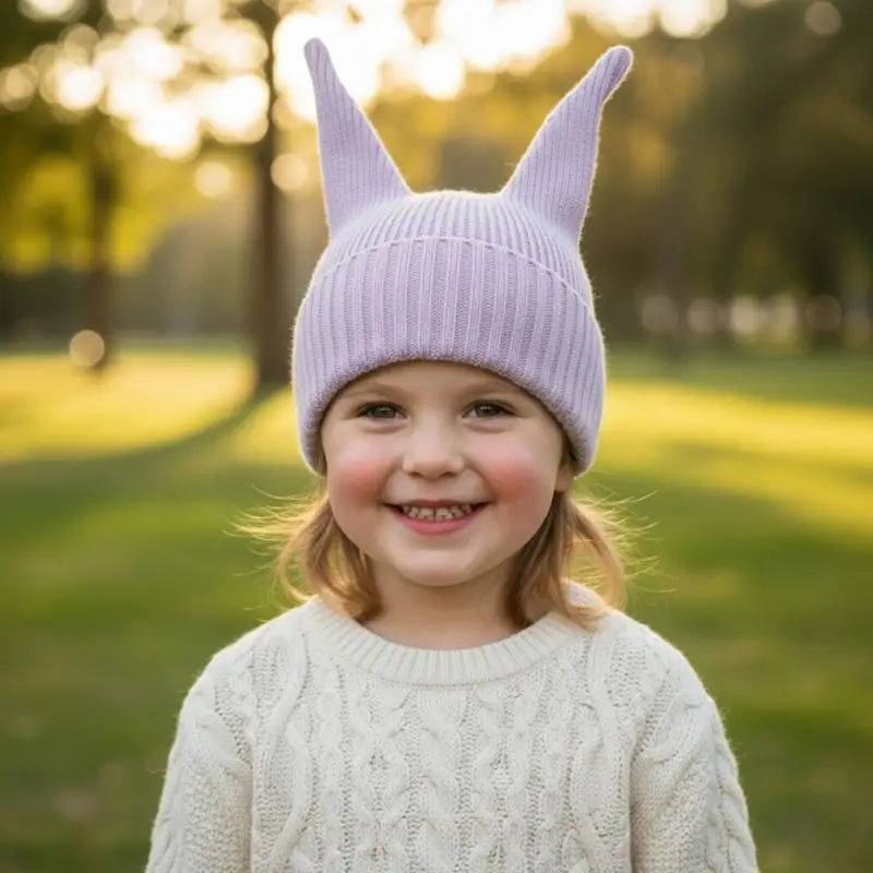 39BD Stretchy Kids Ear Cover Hat Thermals Knitted Design Soft Materials Easy Wash Cold Climate