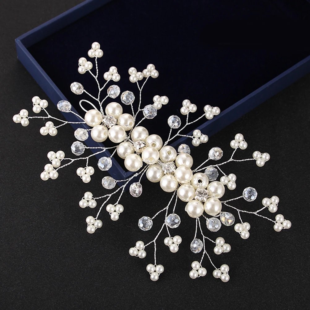

Pearl Crystal Headdress Bridal Comb Bride Wedding Hair Accessories Glitter for Prom Decorative Combs
