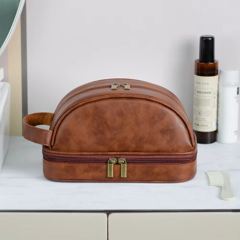 Borsa da viaggio Trabele per articoli da toeletta borsa per il trucco di grande capacità borsa da toilette da viaggio in pelle PU custodia per cosmetici