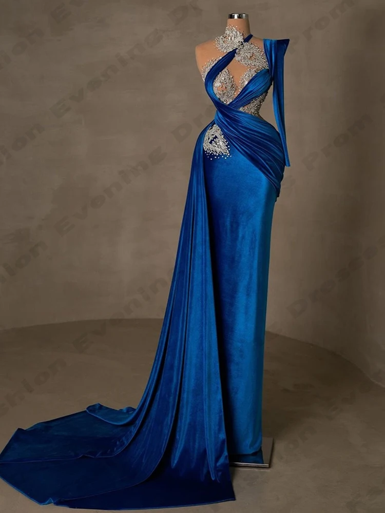 Mode sexy wunderschöne Satin Abendkleider einfache funkelnde Perlen elegante Single Shoulder Ärmel Ballkleider Party für Frauen