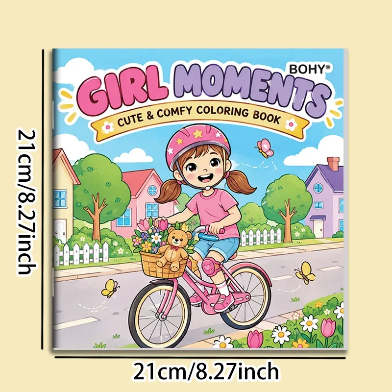 A Children's and Fun Girl's Life Graffiti Coloring Album, Warm Daily Themes, 24 Pages, Cultivating Girls' Artistic Interests