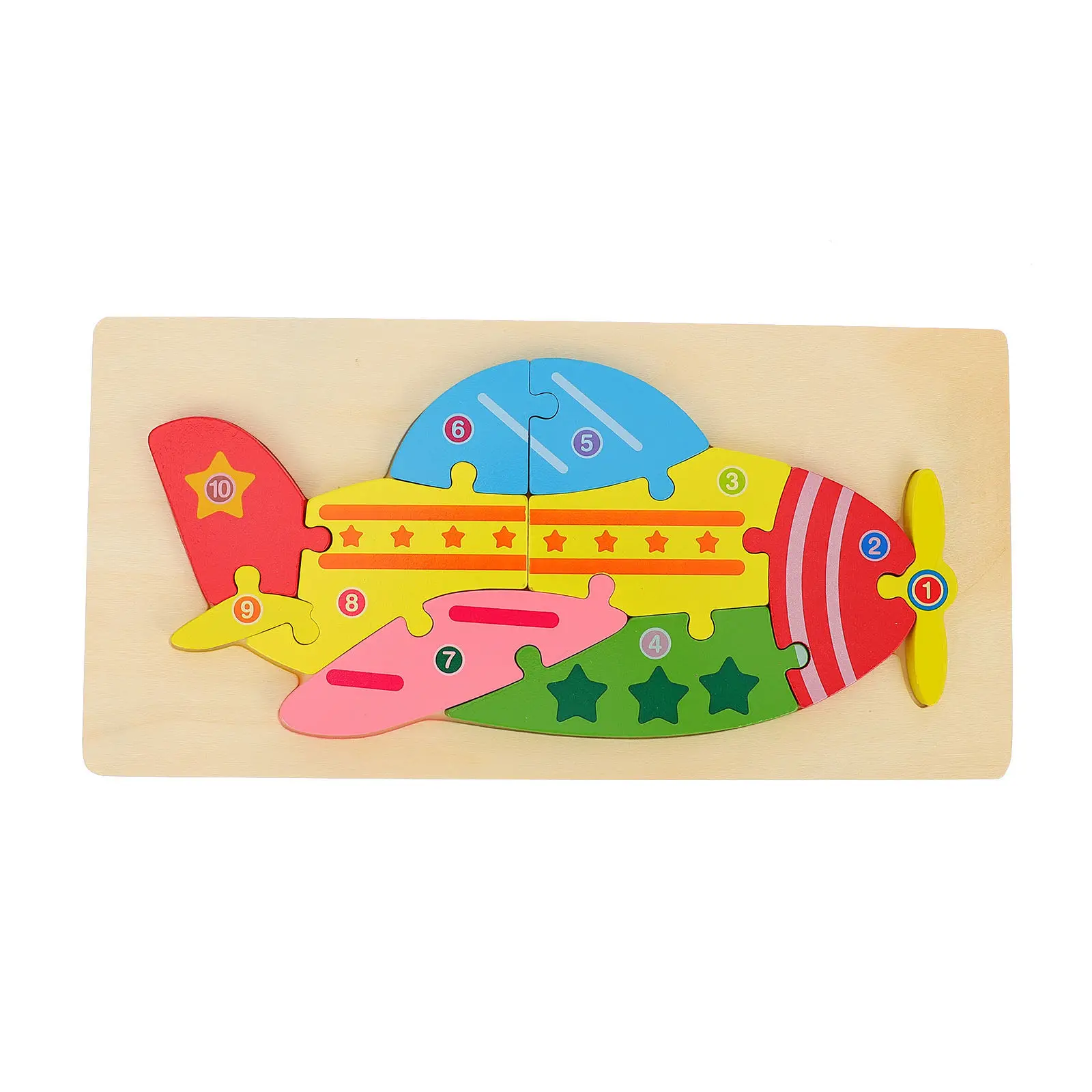 

1Set 3D Wooden Puzzle Cartoon Pattern Creative Educational Puzzle for Kids Early Learning Development Hand Eye Coordination