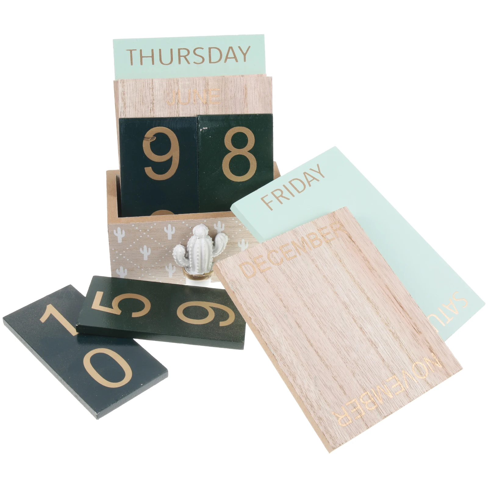 

Calendar Desk Tabletop Wood Creative Perpetual Accessories Date Blocks for Desktop Decor Office Decorations
