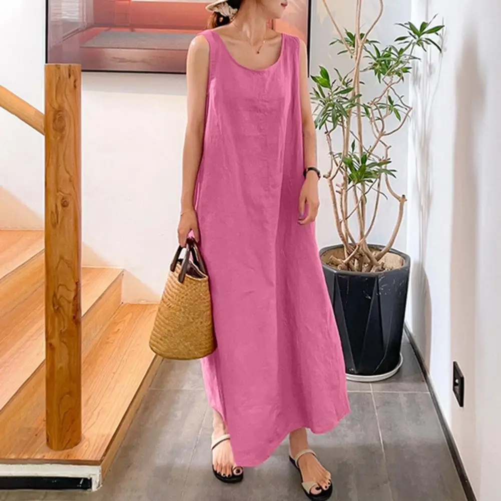 

Women Dress Elegant Maxi Dress for Women A-line Loose Fit Ankle Length Summer Dress for Daily Wear Homewear Casual Loose Cut