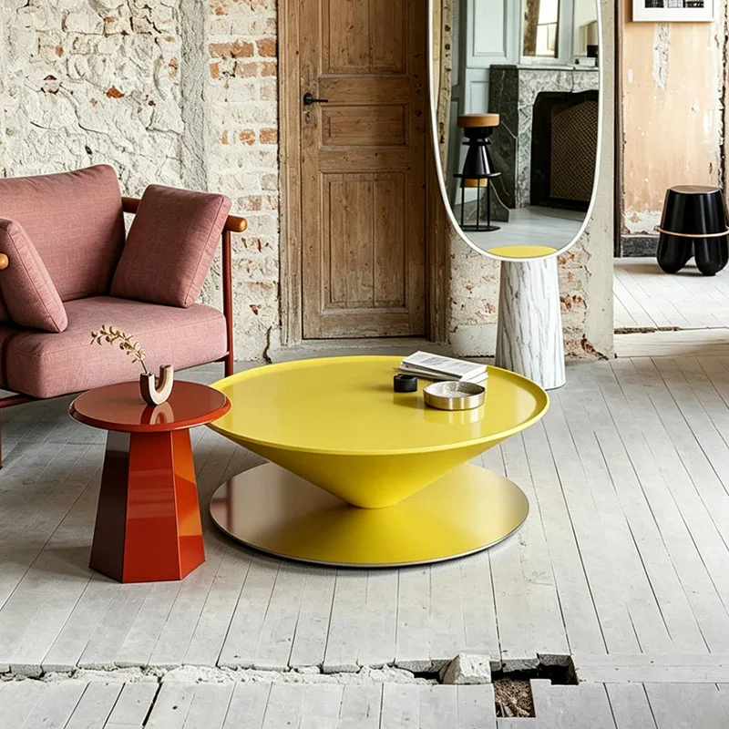 Modern Minimalist Coffee Table Decoration Aesthetic Round Clear Simple Side Table Unique Transform Couchtisch Salon Furniture