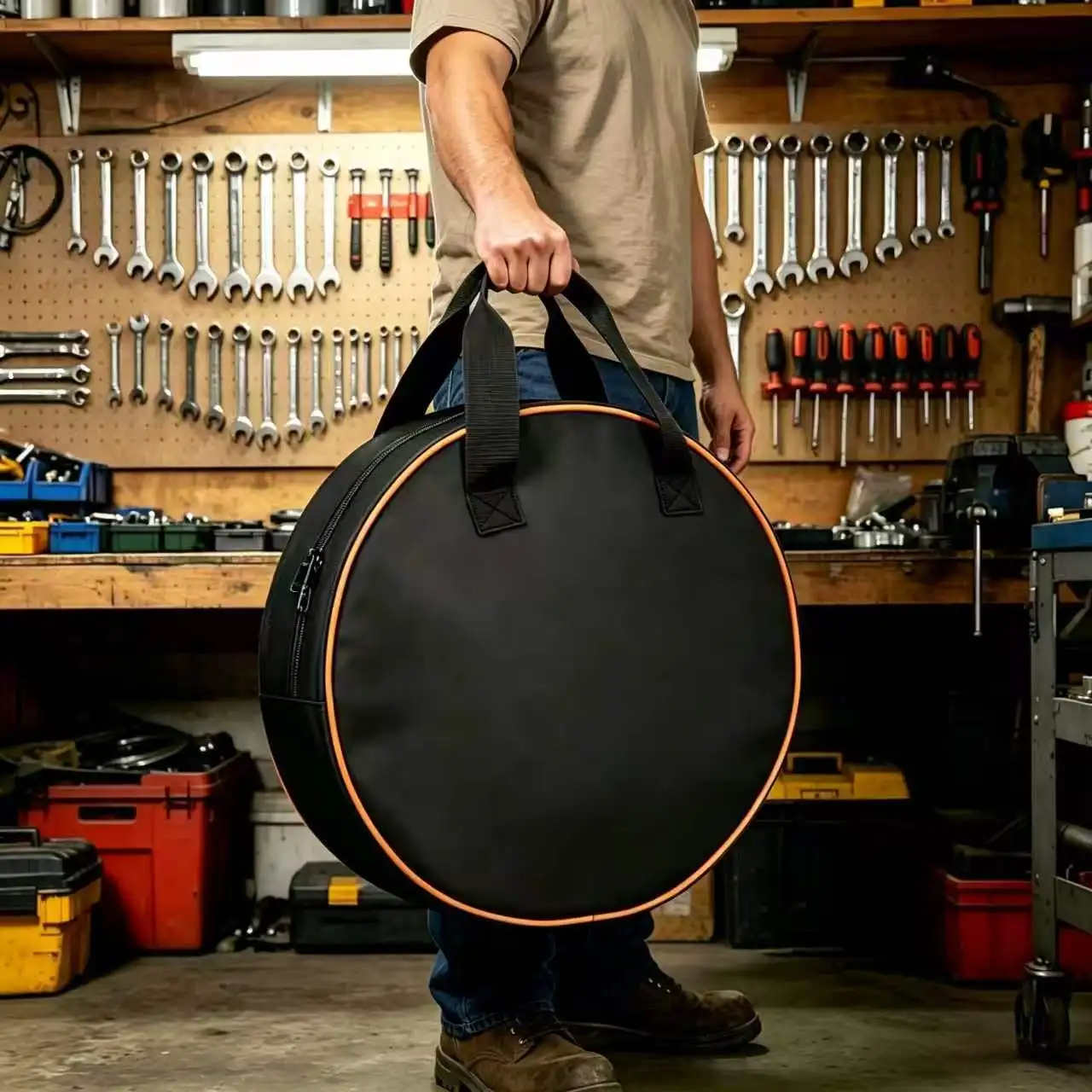 New Waterproof Non-woven Cloth Circular Tool Bag Portable Hardware And Car Charging Cable Storage Bag